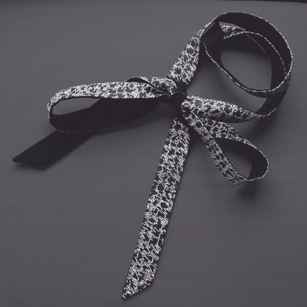 REVERSIBLE LEXI - EXTRA LONG SKINNY SCARF TIE - Black & White scribble print / Black - available in other combinations