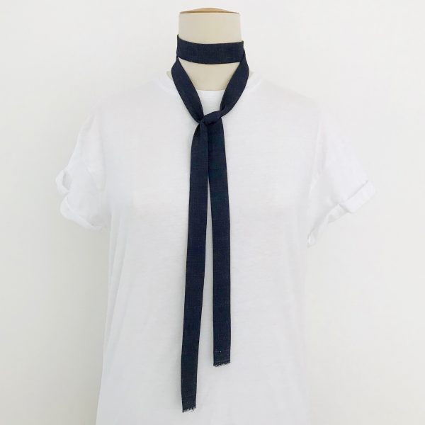 LEXI - DEEP BLUE DENIM- EXTRA LONG SKINNY SCARF TIE