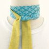 REVERSIBLE SKINNY - Aqua blue diamond grid print with Sherbet yellow sketch print (Copy) - Image 2