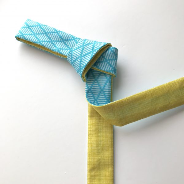 REVERSIBLE SKINNY - Aqua blue diamond grid print with Sherbet yellow sketch print (Copy)