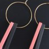 DOUBLE STEM GOLD HOOP - PINK & CHARCOAL - Image 6