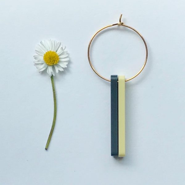 DOUBLE STEM GOLD HOOP - LEMON & CHARCOAL