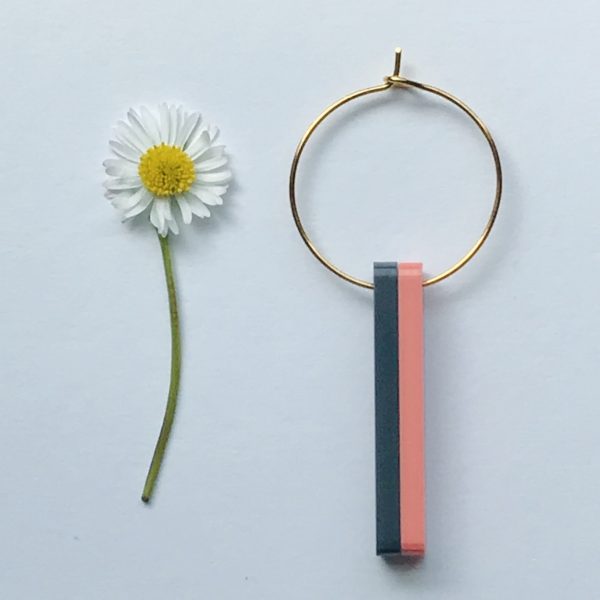 DOUBLE STEM GOLD HOOP - PINK & CHARCOAL