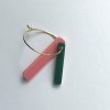 STAGGERED STEM GOLD HOOP - DARK GREEN & PINK - Image 2