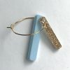 STAGGERED STEM GOLD HOOP - BLUE & GOLD GLITTER - Image 3