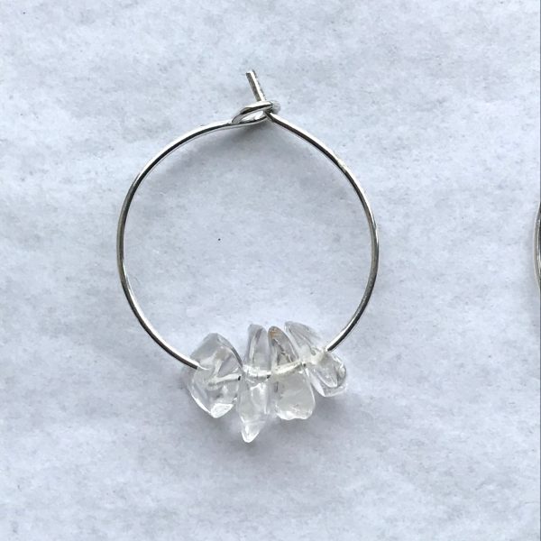 NEW - CRYSTAL QUARTZ CLUSTER EARRING - SILVER 20mm