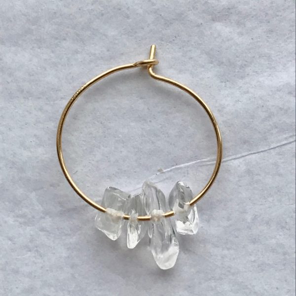 NEW - CRYSTAL QUARTZ CLUSTER EARRING - GOLD 20mm